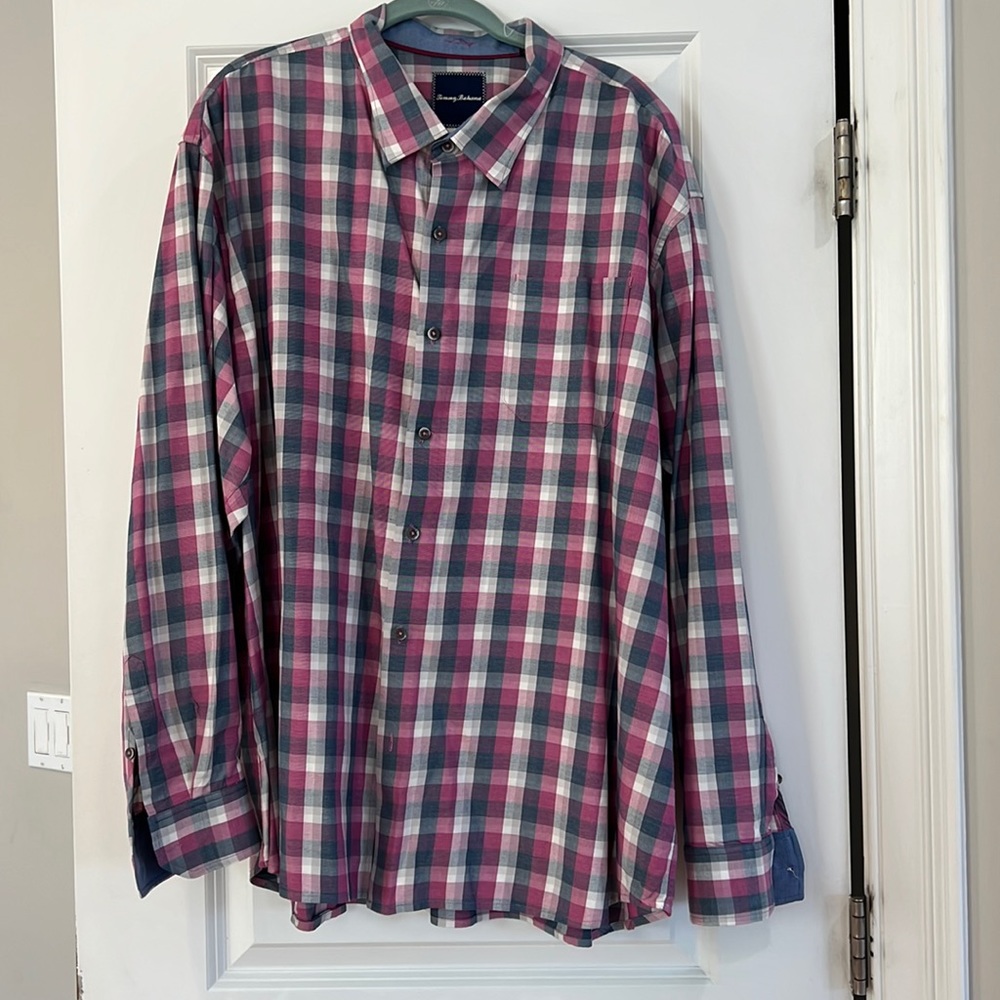 Men’s Tommy Bahama long sleeved checked shirt, cotton blend, size 3XL